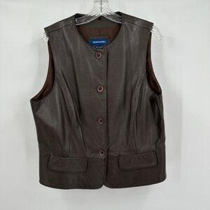 My Weekend Clothes Womens Leather Vest Size L‎ Brown Minimalist Classic